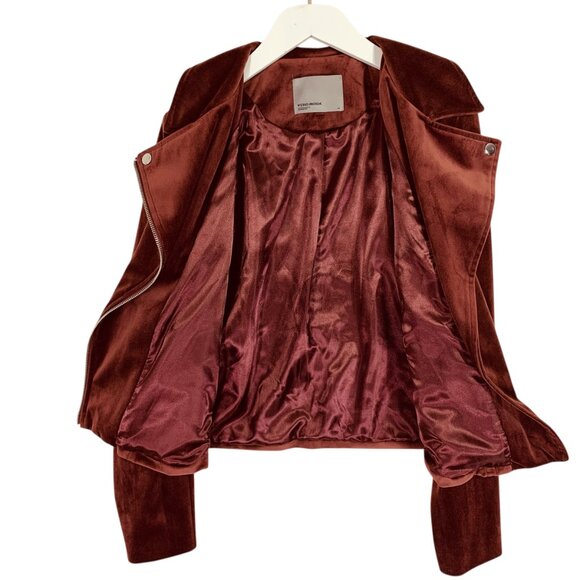faux suede biker jacket cropped  burgundy brown Vero Moda sz medium - Picture 6 of 16